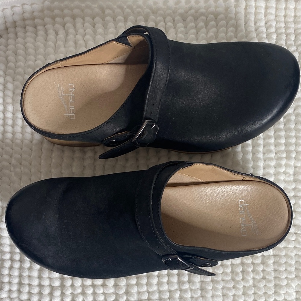 Dansko Black Suede Mules with Side Buckle - Picture 5 of 8